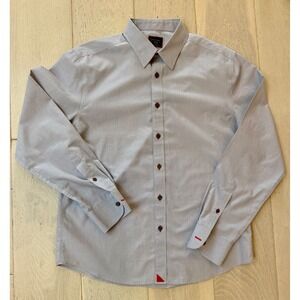 UNTUCKit Mens Wrinkle Free Cotton Button Down Shirt Grey Micro Pattern Medium